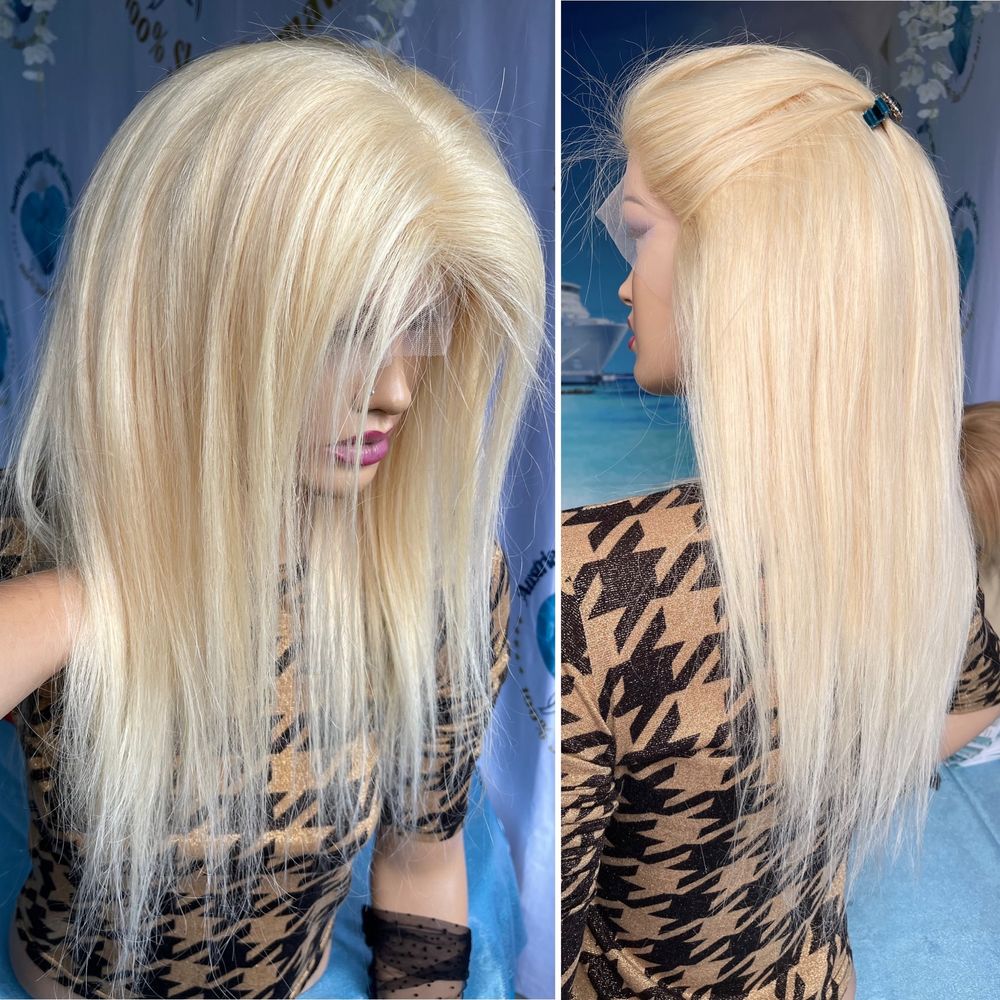 Натуральный парик перука славянский волос блонд 60 см система кожи
