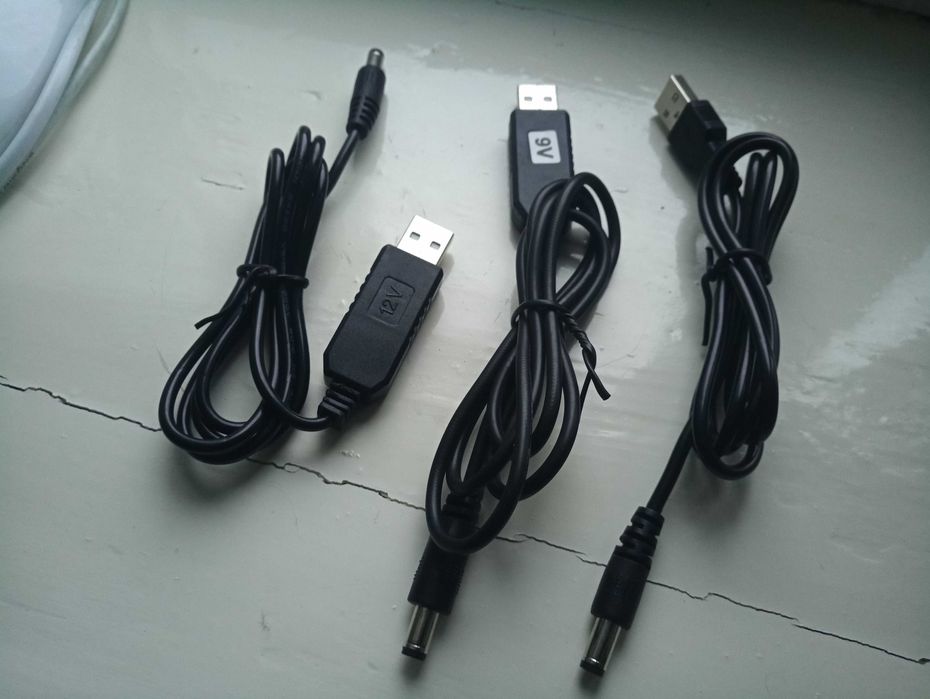 Кабель для роутера/повербанка USB DC 5V в 5V/9V/12V DC 5.5x2.1/5.5x2.5