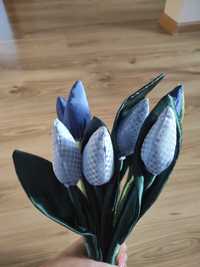 Kwiaty tulipany z materiału bukiet 8 sztuk