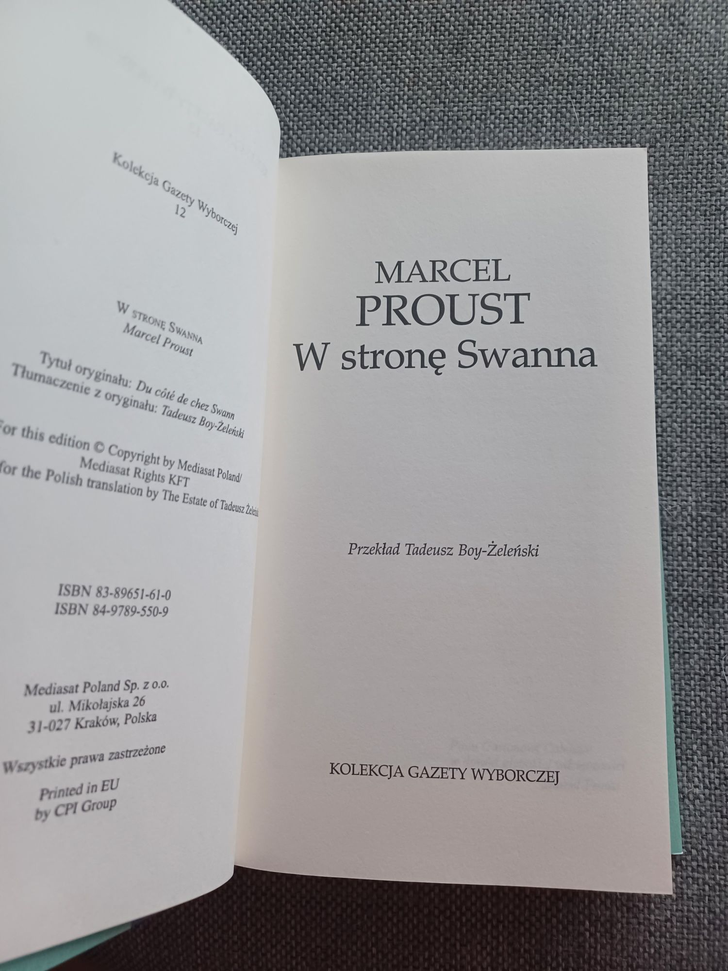 Marcel Proust W stronę Swanna Kolekcja Gazety Wyborczej nr 12
