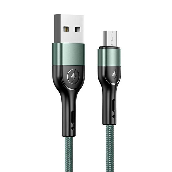 USAMS Kabel pleciony U55 2A micro USBzielony/green 1m SJ450USB02