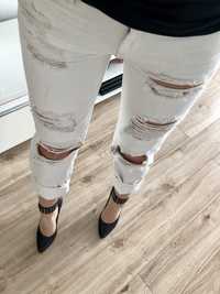 Jeansy zara dziury denim xs/34 przetarcia spodnie