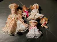 Lalki porcelanowe pięć sztuk+gratis ubrania dla lal ręcznie robione