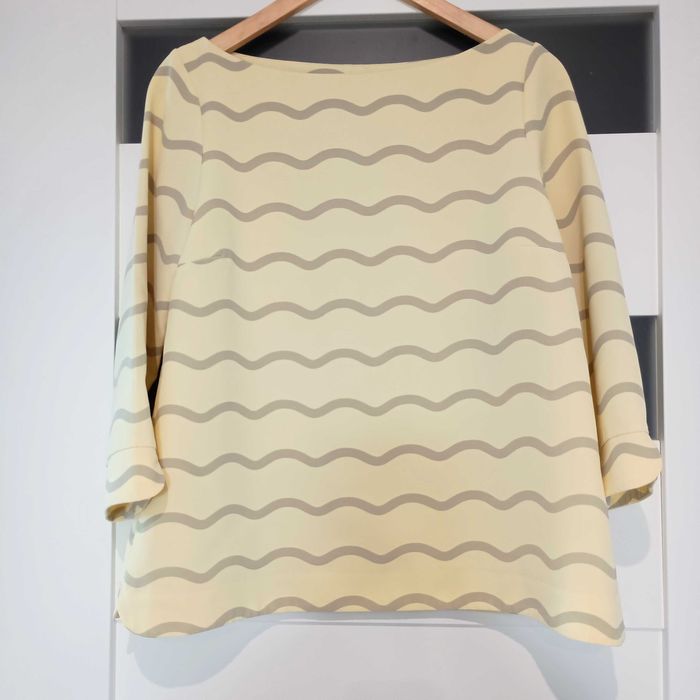 Bluzka z rękawem 3/4 śliczna kominkowa w szare paseczki r 38 polska