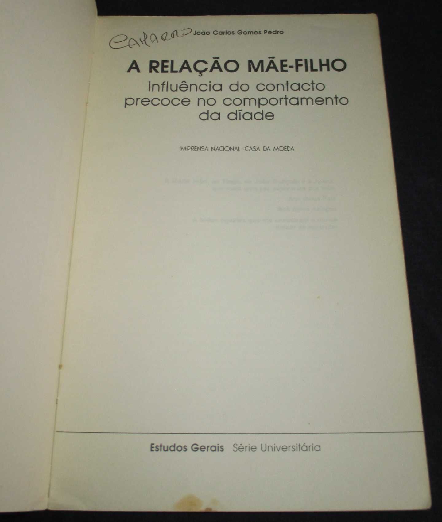 Livro A Relação Mãe-Filho João Carlos Gomes Pedro