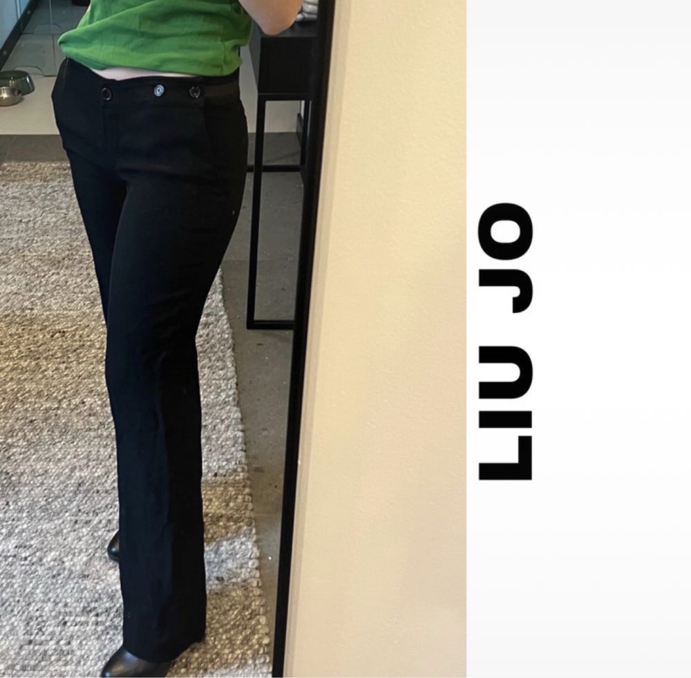 Czarne, eleganckie spodnie liu jo, proste, szerokie