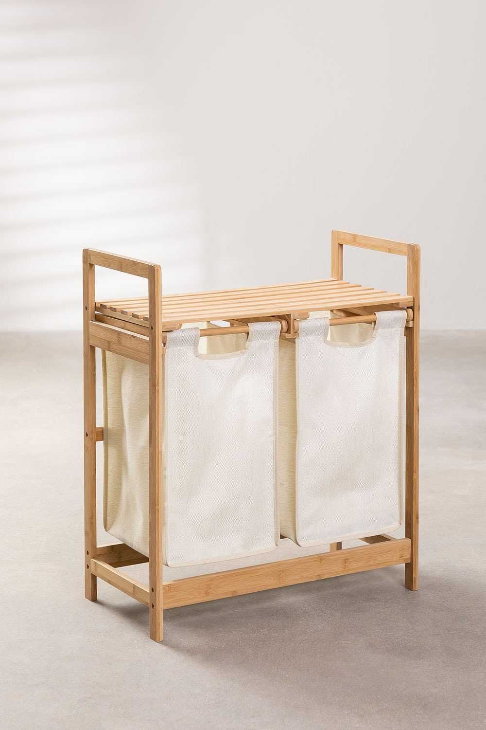 Cesta para roupa em bambu