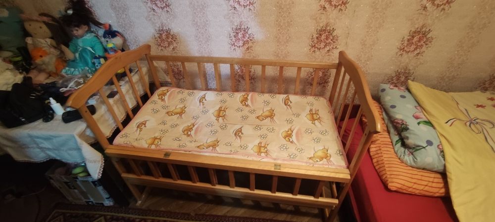 Краватка, дитяче ліжко, матрац із кокосової стружки із бортиками