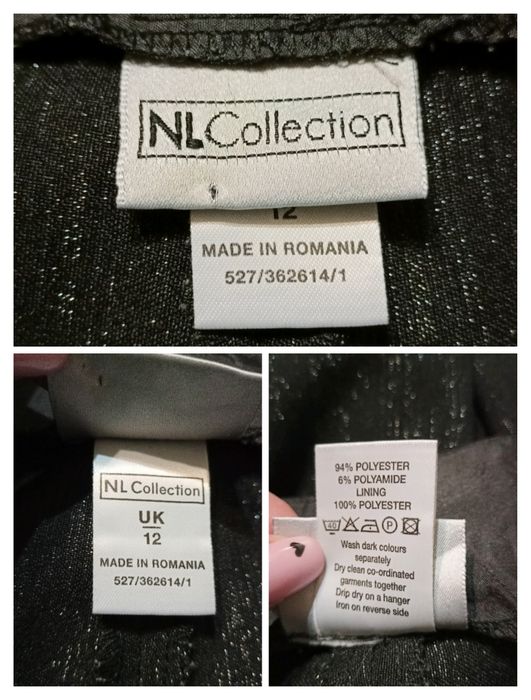 Czarne eleganckie materiałowe spodnie dzwony, ze srebrną nitką. L.