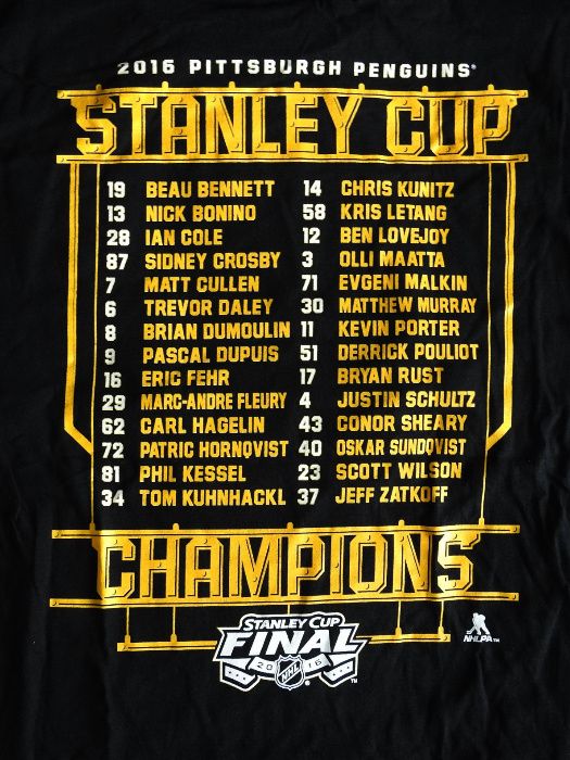 Pittsburgh Penguins 2016 Stanley Cup Champ Коллекционная футболка L