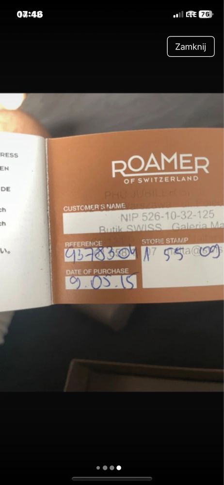 Zegarek roamer slime line cena do nego