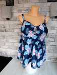 niebieskie tankini 3XL strój kostium kąpielowy zakryty brzuch falbanką