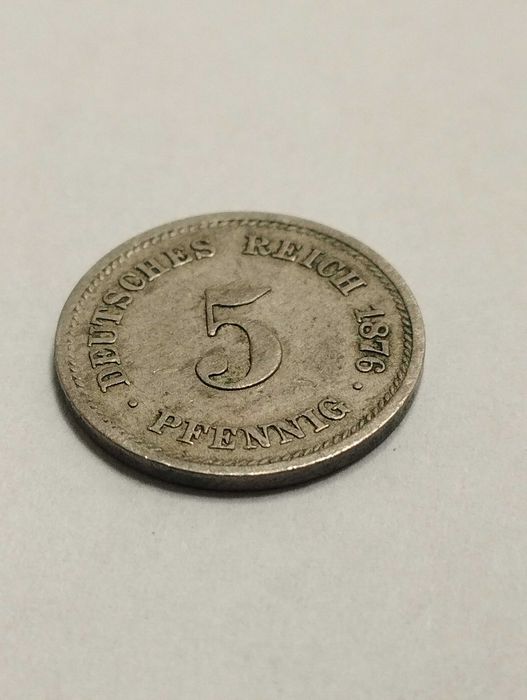 Sprzedam monetę Niemcy 5 pfennig 1876r. J -  stan  bardzo dobry