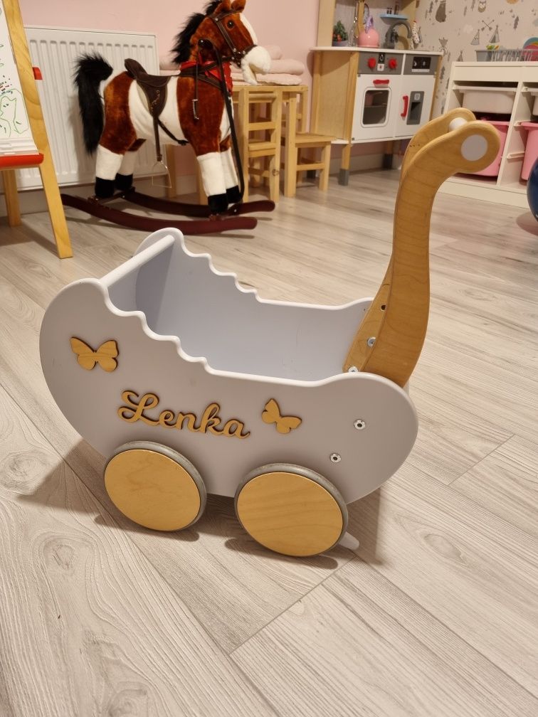 Wózek dla lalki drewniany