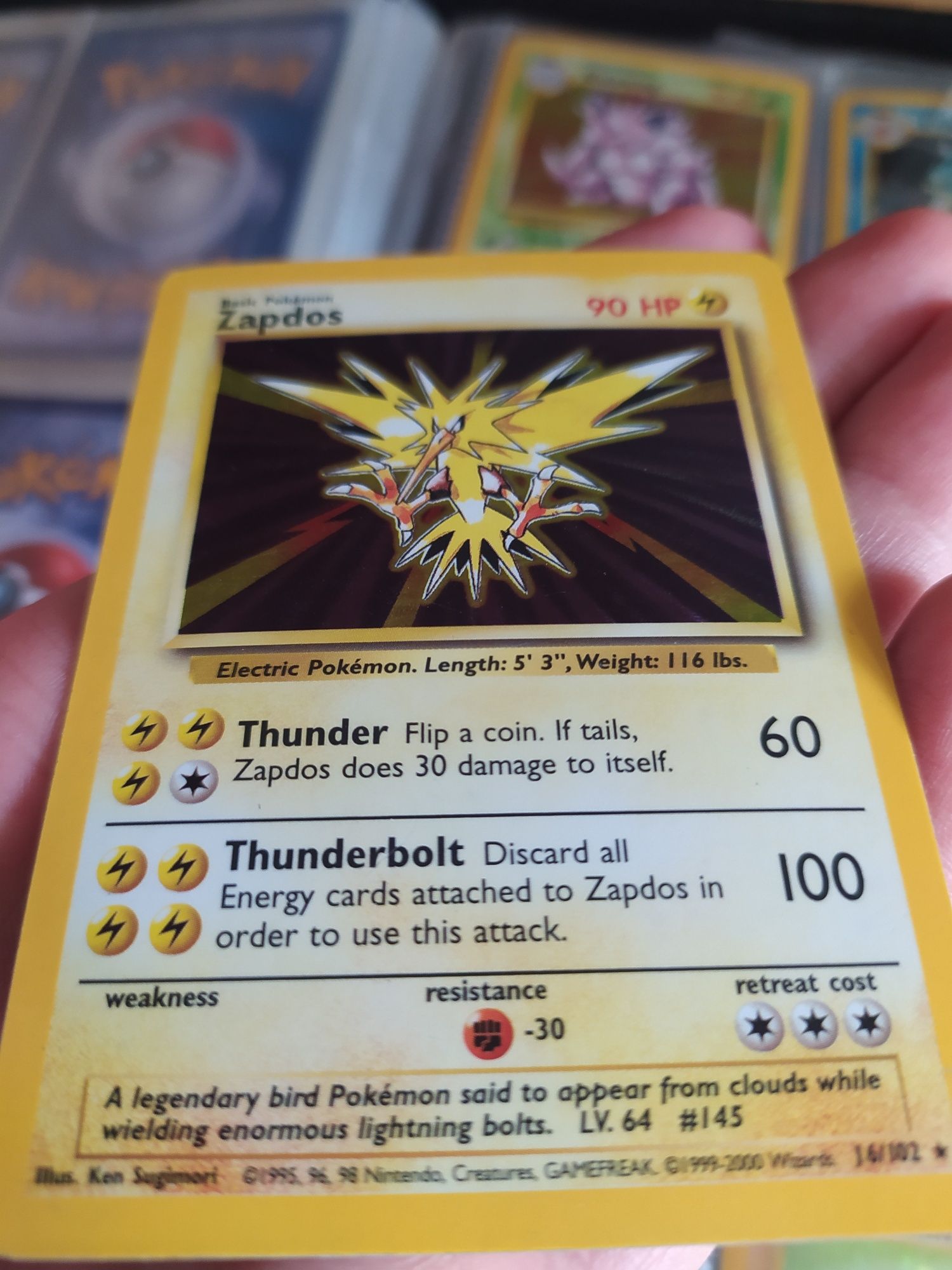 Karta pokemon base set Holo - Zapdos