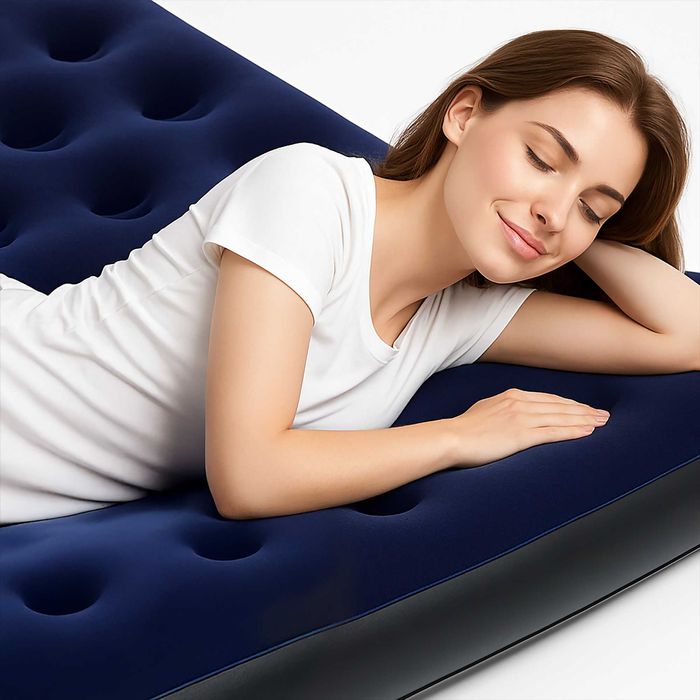 MATERAC jednoosobowy dmuchany 181X70X220CM wygodny welurowy