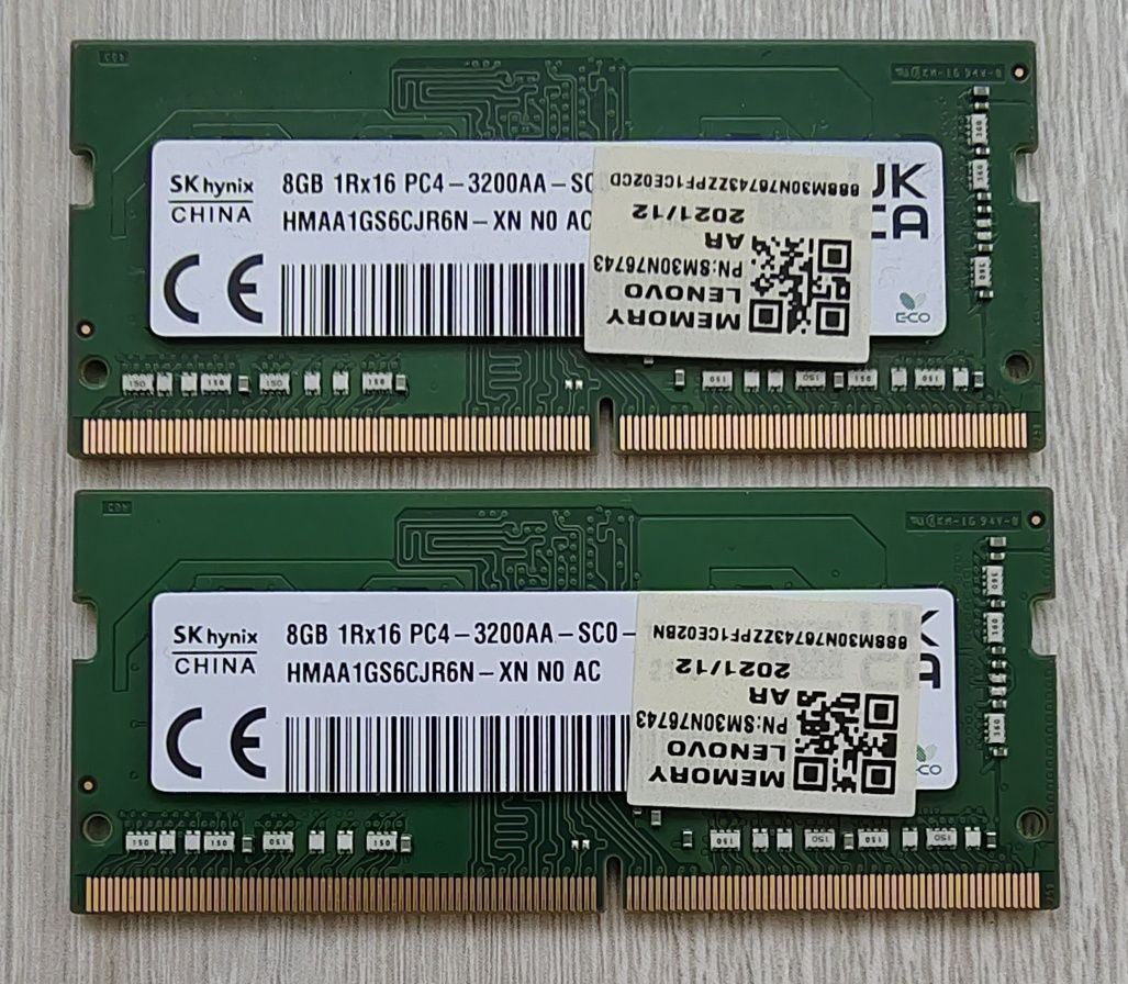 Оперативна пам'ять ddr4 16gb so dimm, ціна за 2 шт.