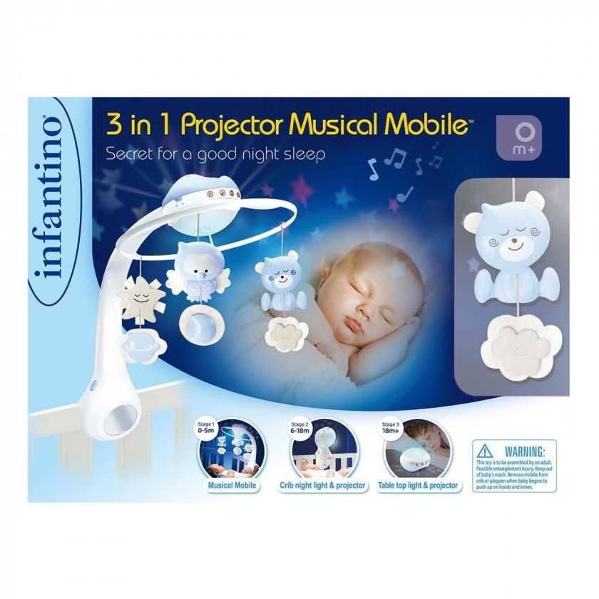 Музичний мобіль Infantino 3 в 1 з проєктором Блакитний