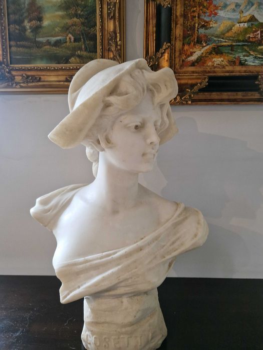 Alabastrowe popiersie kobiety - Cosette, XIX wiek, warsztat włoski