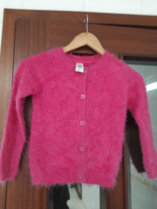 Casaco cor de rosa  de pêlo rosa C&A 7-8 anos