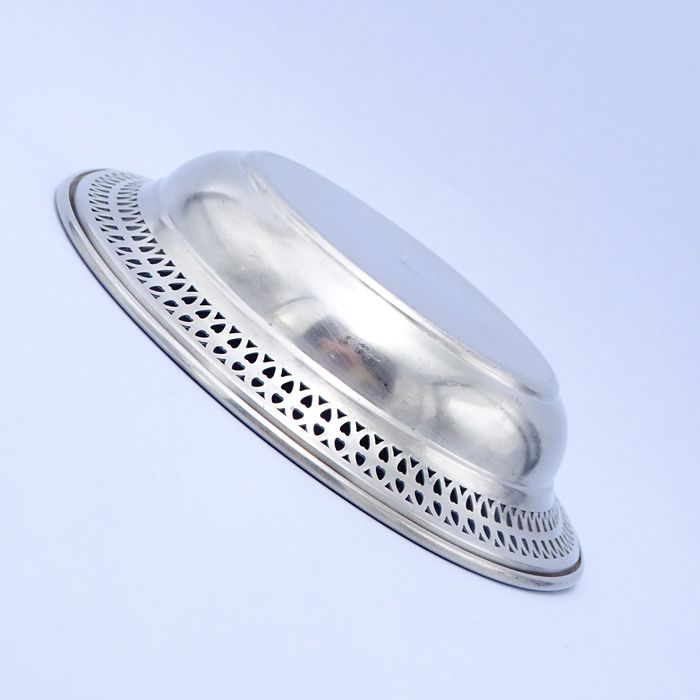 zabytkowa ażurowa niklowana patera paterka