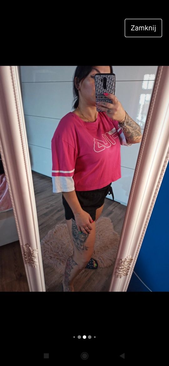 Fila L oversizowy t-shirt crop top