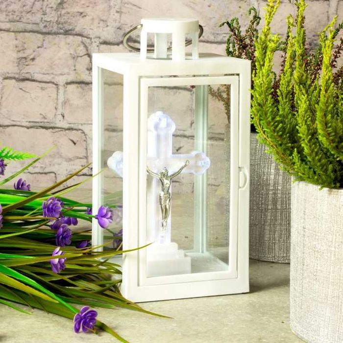 Latarenka dekoracyjna lampion ogrodowa latarnia biała