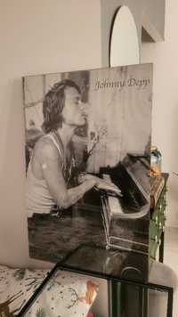 Plakat w antyramie Johnny Depp pianino czarno biały 90x60