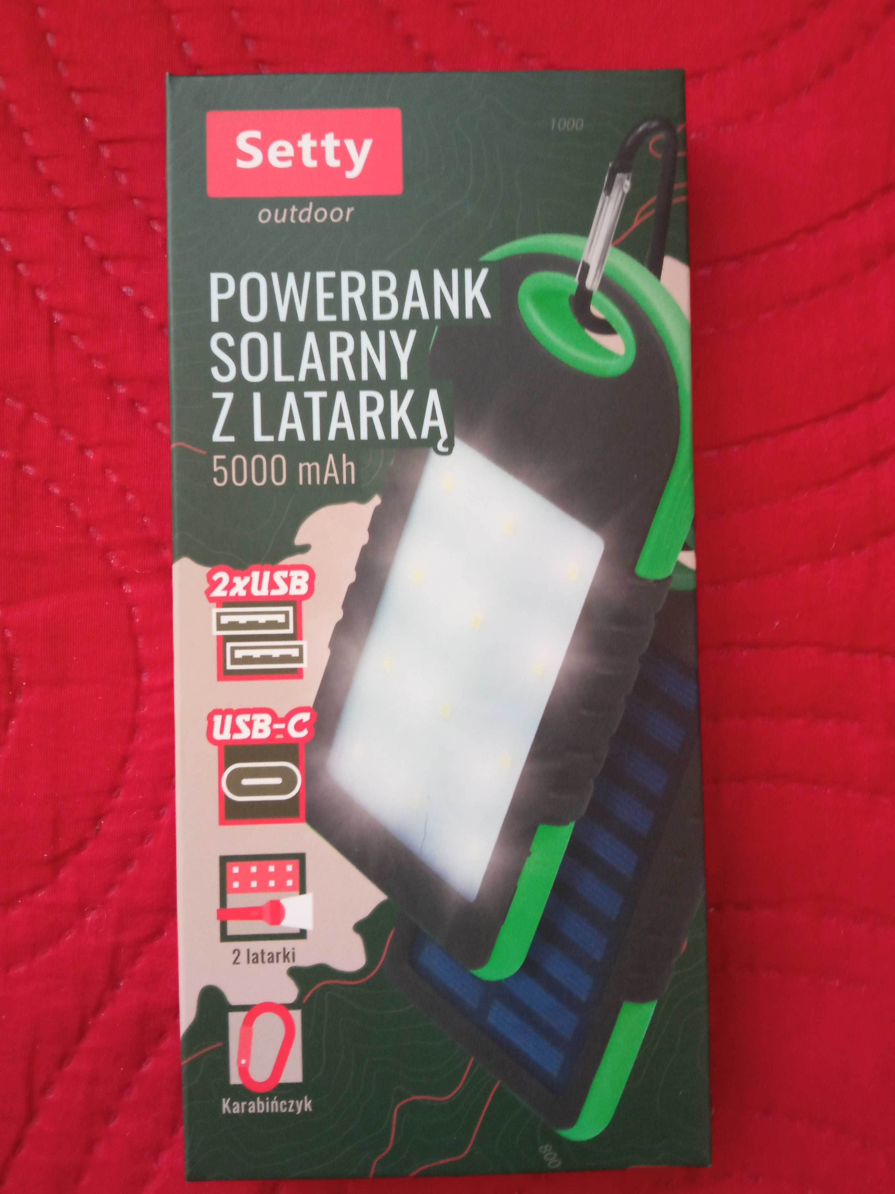 Powerbank solarny SETTY 5000 mAh z latarką