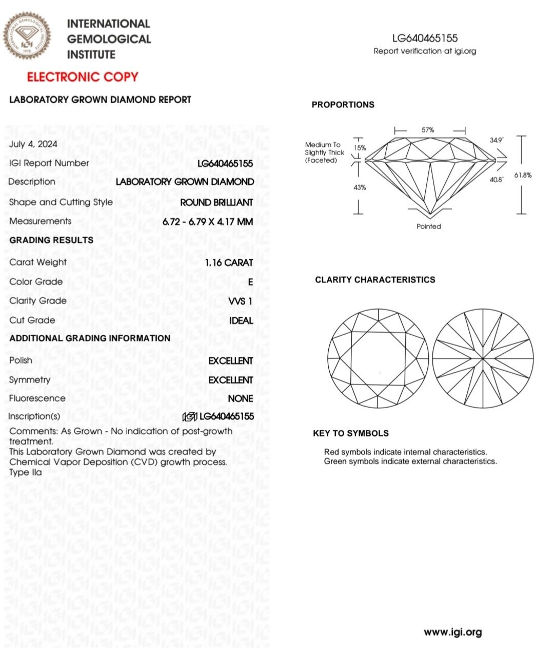 1.16 ct E/VVS1 Excellent бриллиант, сертификат. Золотое кольцо