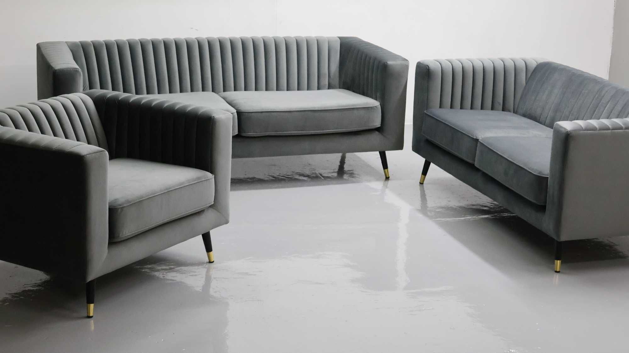 TAB nowy fantastyczny komplet 3+2+1 SOFA KANAPA zestaw welur  VELLUTTO
