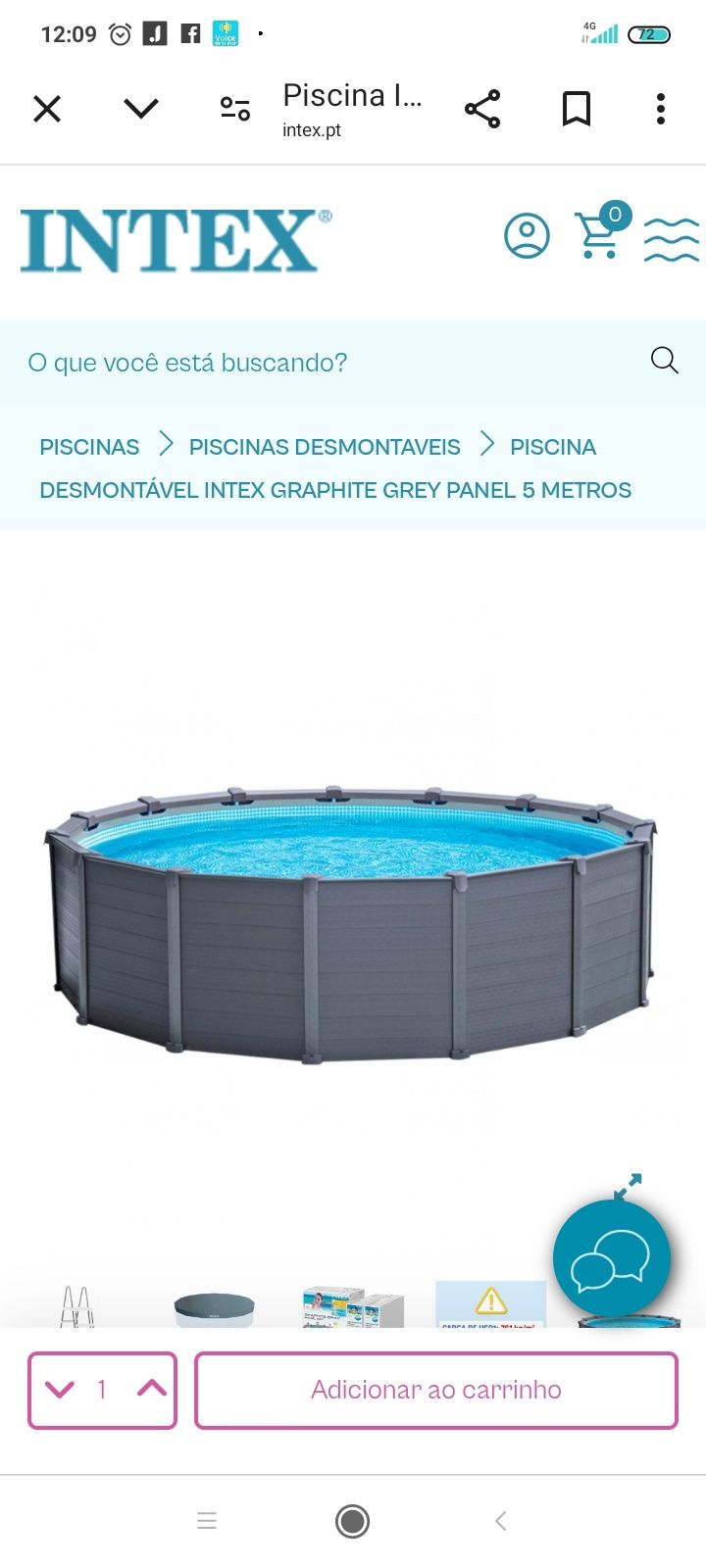 Piscina Intex com vários acessórios