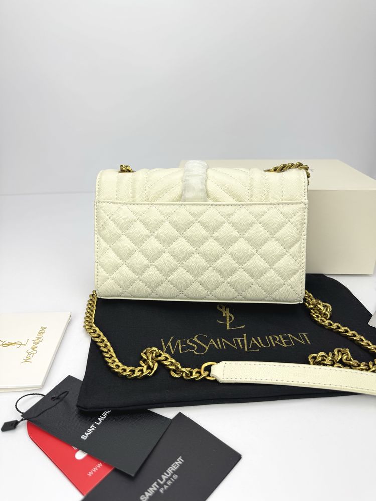 Сумка YSL Yves Saint Laurent Envelope шкіра | біла та чорна