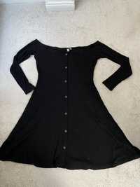 Romantyczna czarna sukienka z wiskozy