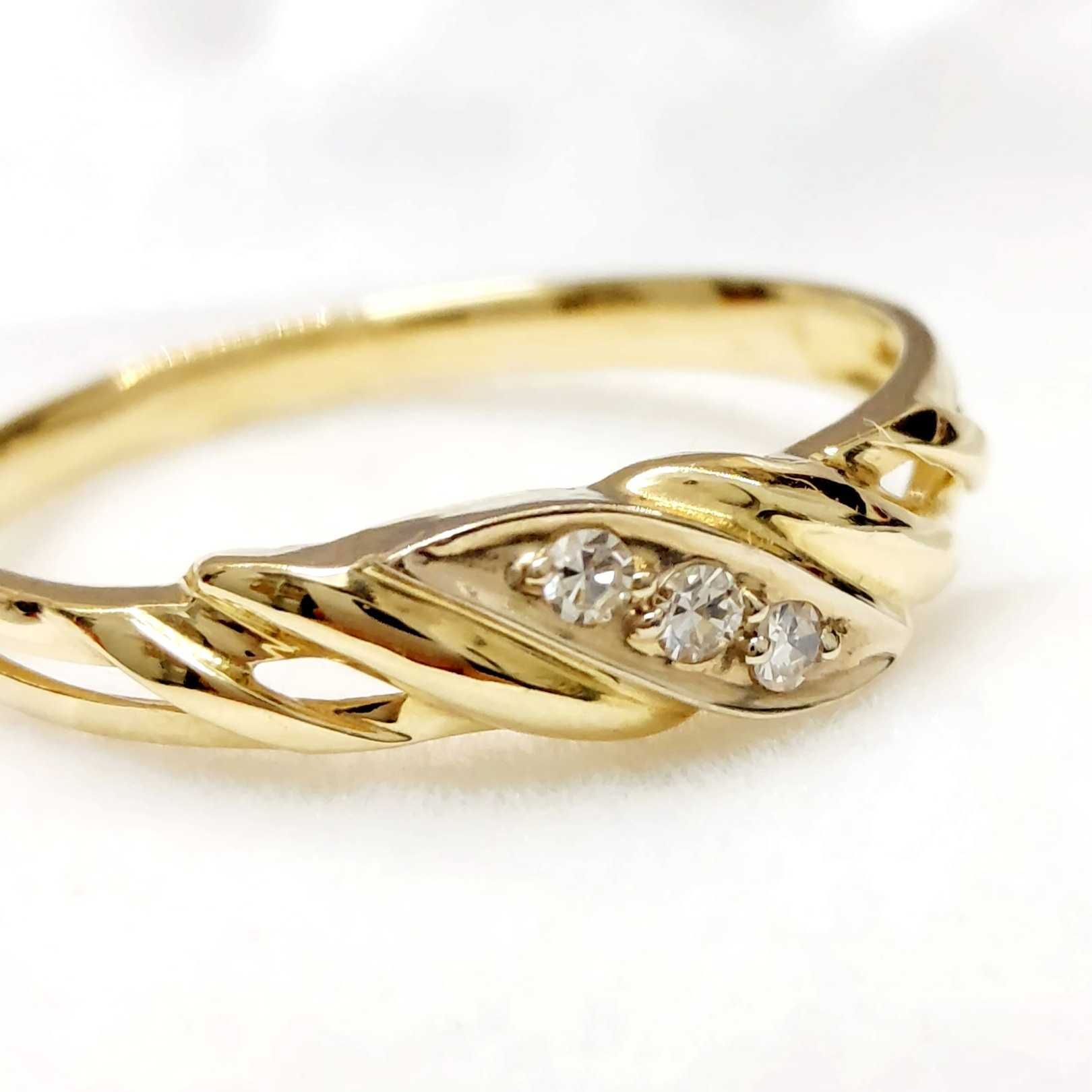 Złoty pierścionek z DIAMENTAMI próby 585 14k R.15