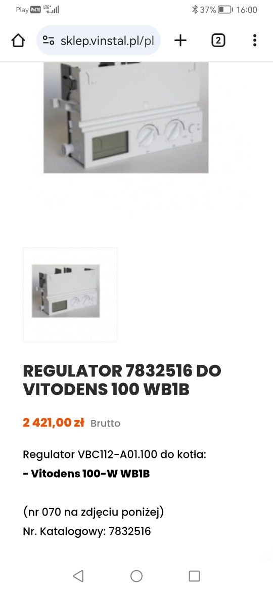 Sterownik regulator panel plus główna pieca vitodens 100