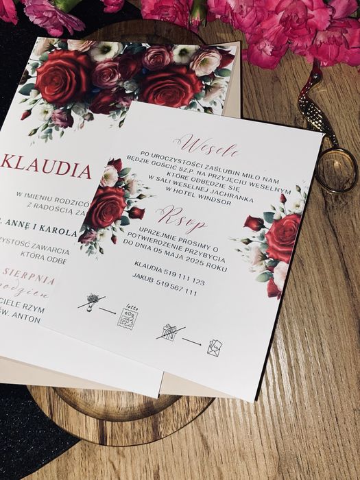 Zaproszenie ślubne z kwiatami