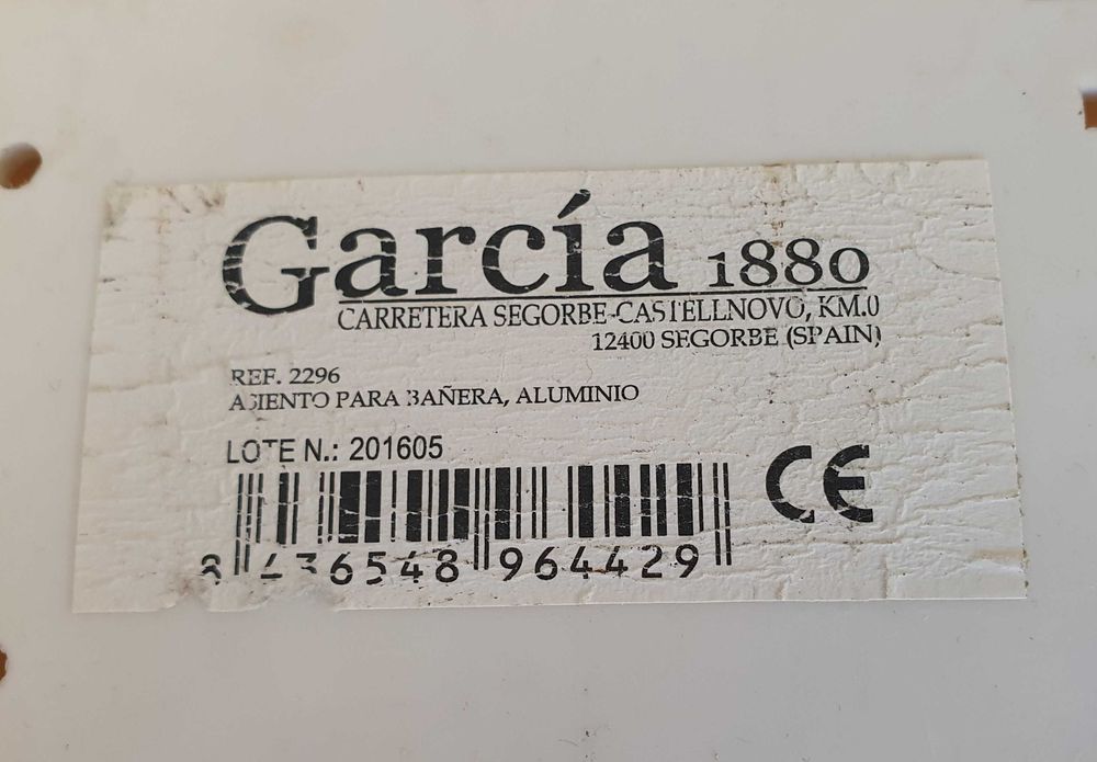 Banco / Assento Geriátrico para Banheira - García