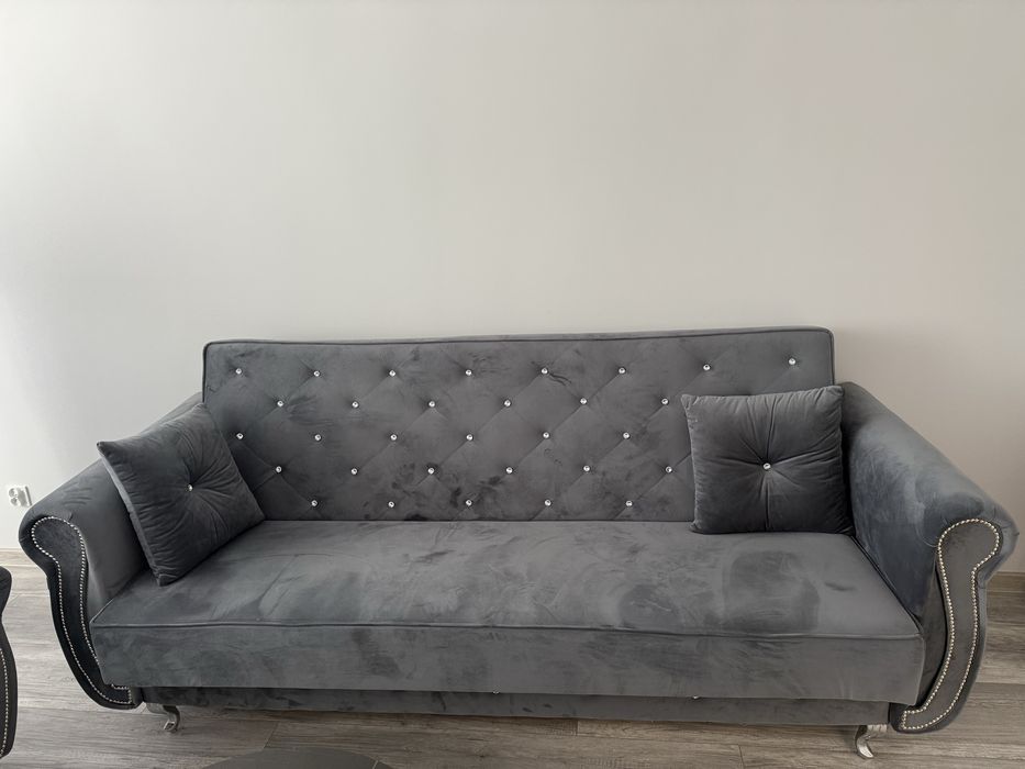 Komplet sofa + fotel uszak + pufa