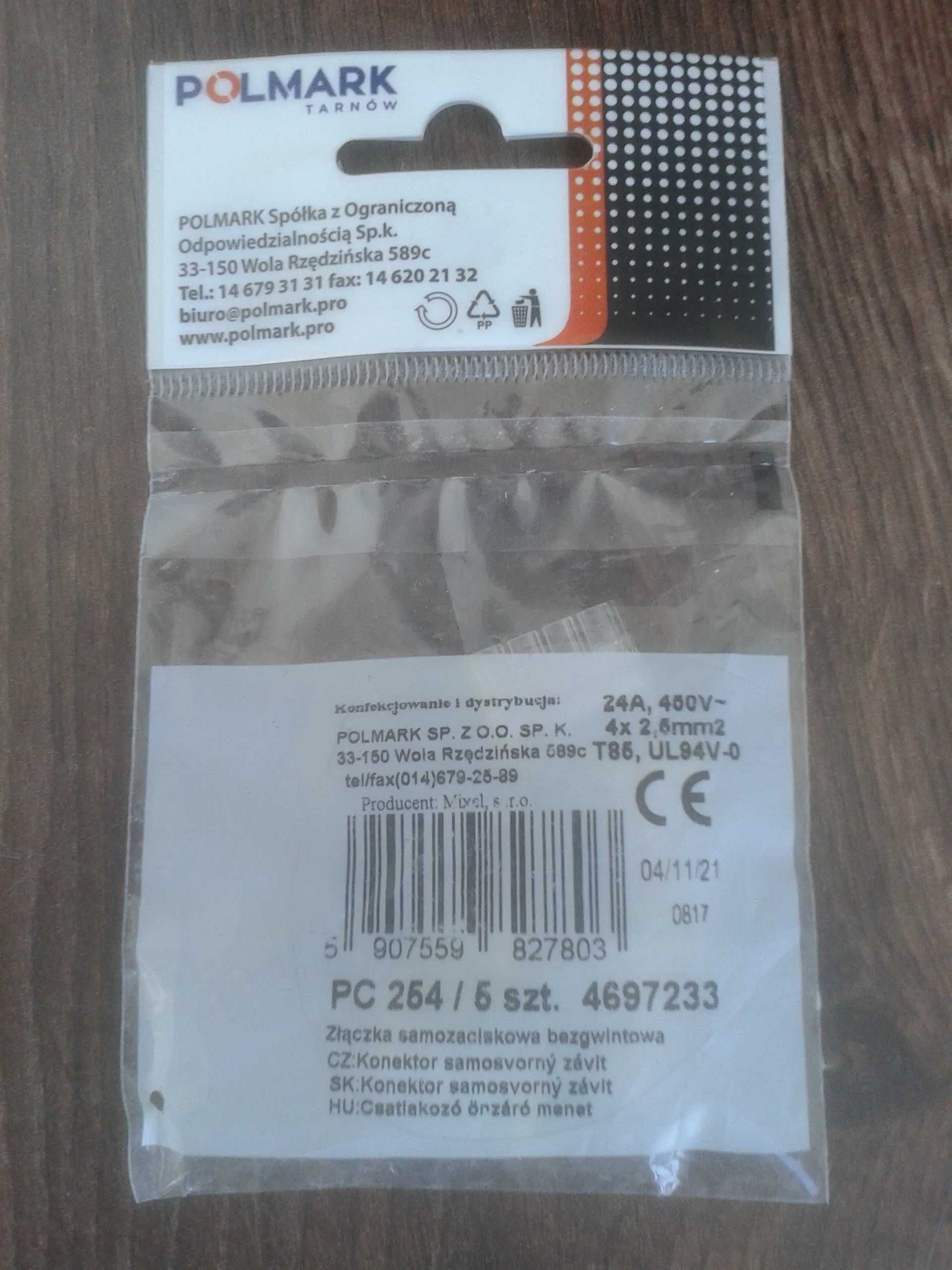 Polmark złączka samozaciskowa bezgwintowa 4x2,5mm PC-254 CL, 24A, 450V