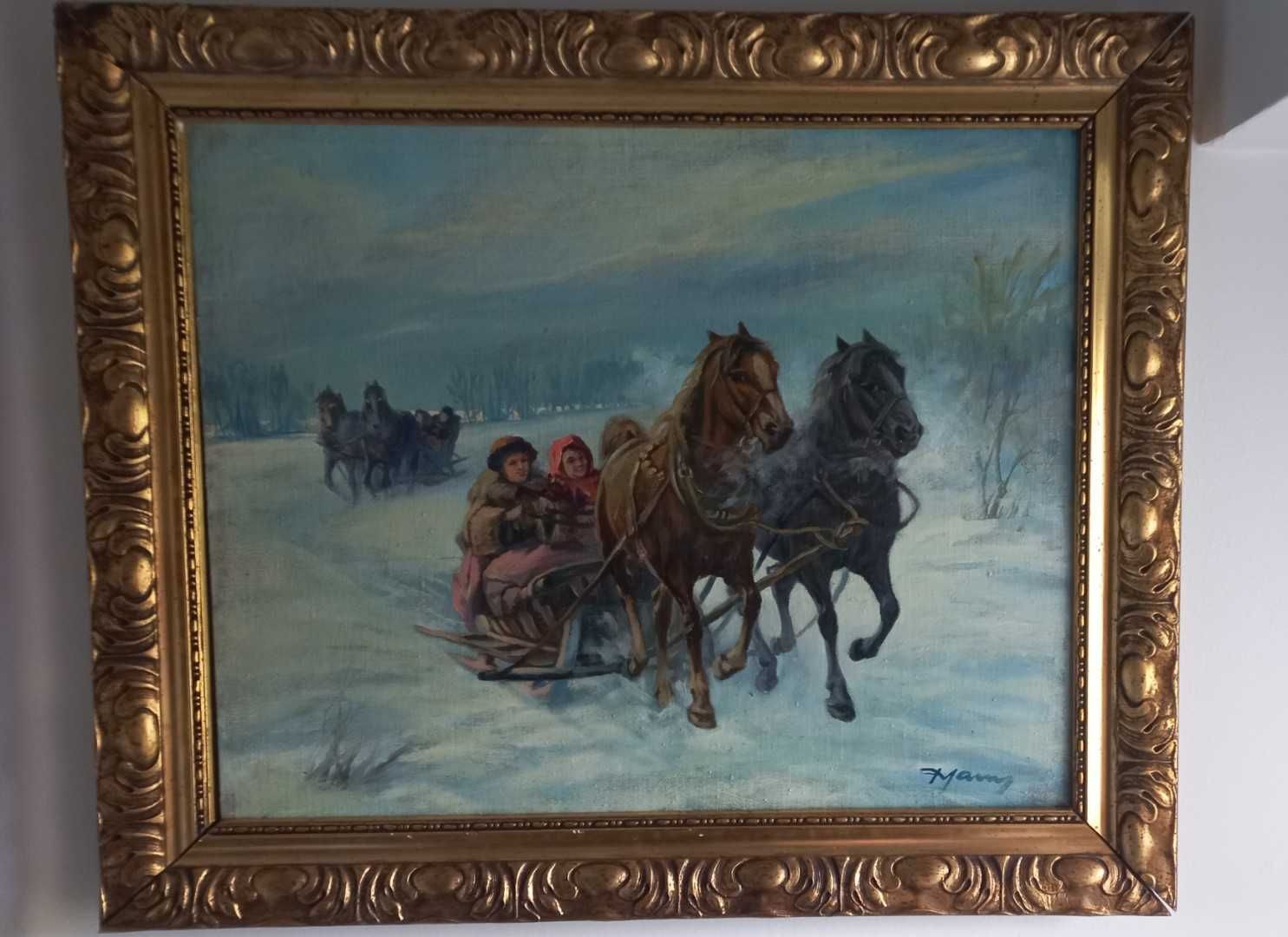 stary obraz na płótnie REZERWACJA