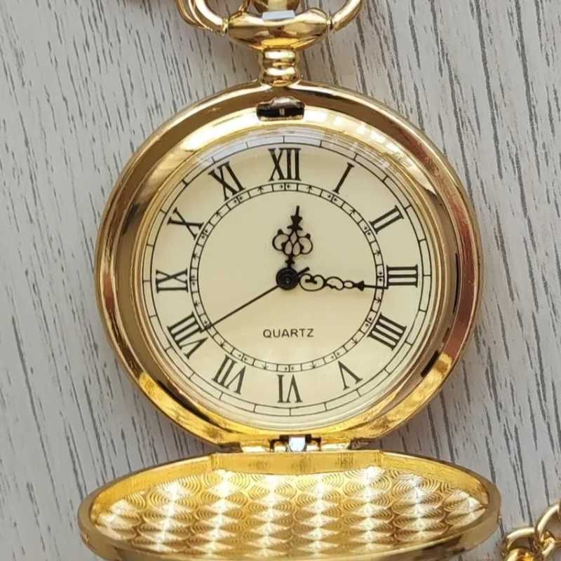 Kieszonkowy Zegarek w Kolorze Złotym Quartz Unisex - Pomysł na Prezent