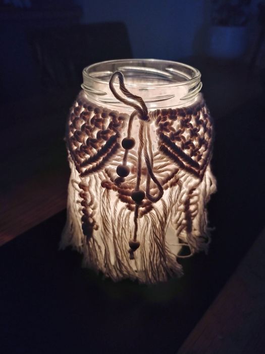 Lampion makramowy ze sznurka handmade