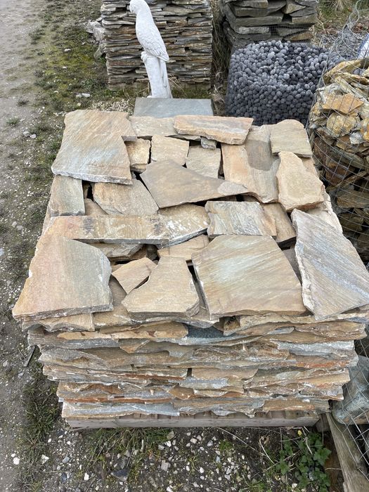 KAMIEŃ NATURALNY Łupek Elewacja Taras Schody Brązowy Szary Złoty