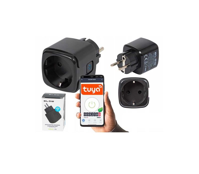 Inteligentne gniazdko sterowane WiFi TUYA V3 czarne PROGRAMATOR timer