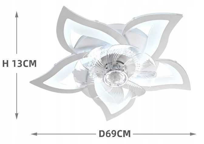 PIĘKNY Żyrandol LED Kwiat Lotosu Z Wiatrakiem *NOWY* | DOSTAWA 48H |