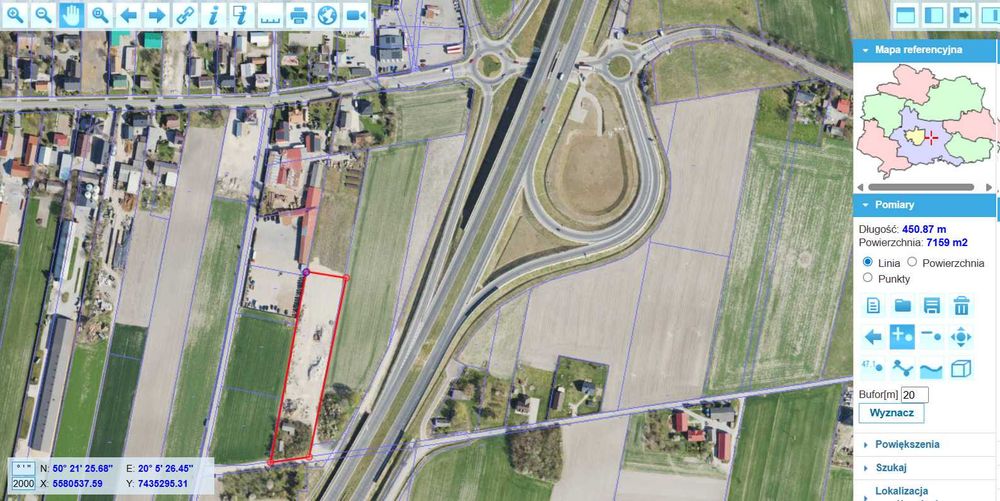 Wynajmę działkę przy trasie S7 - węzeł Miechów