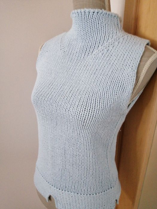 Colete malha azul bebé