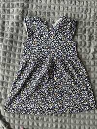 Granatowa sukienka w kwiatuszki H&M 98/104 stan idealny
