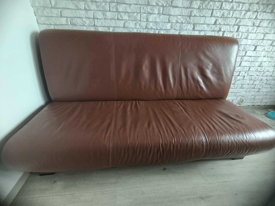 Kanapa skórzana brązowa